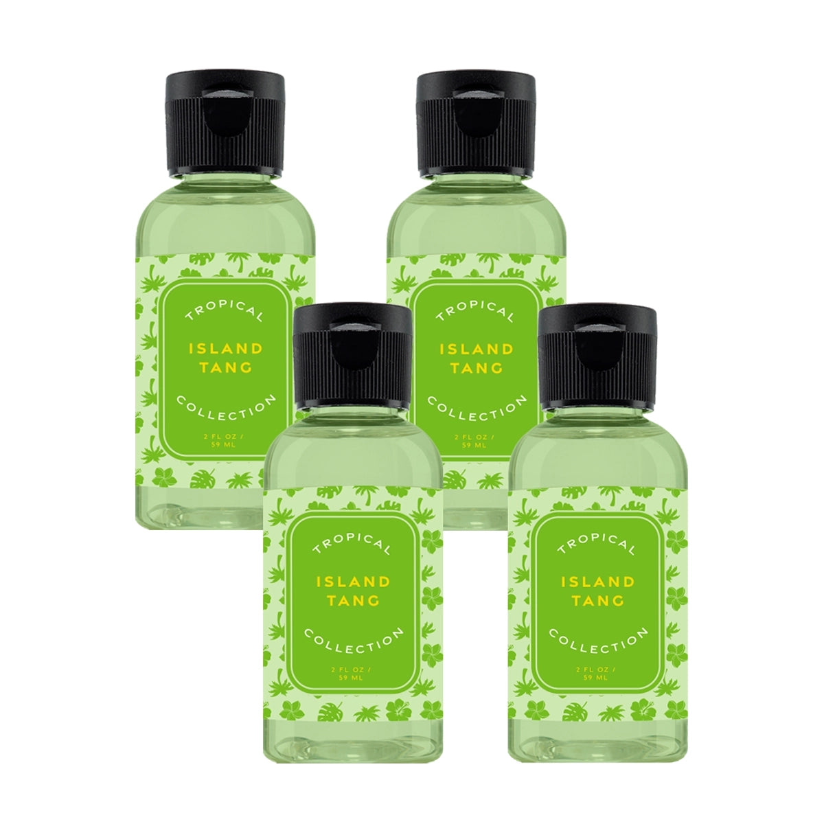 Four bottles of Tropical Island Tan Collection on a white background