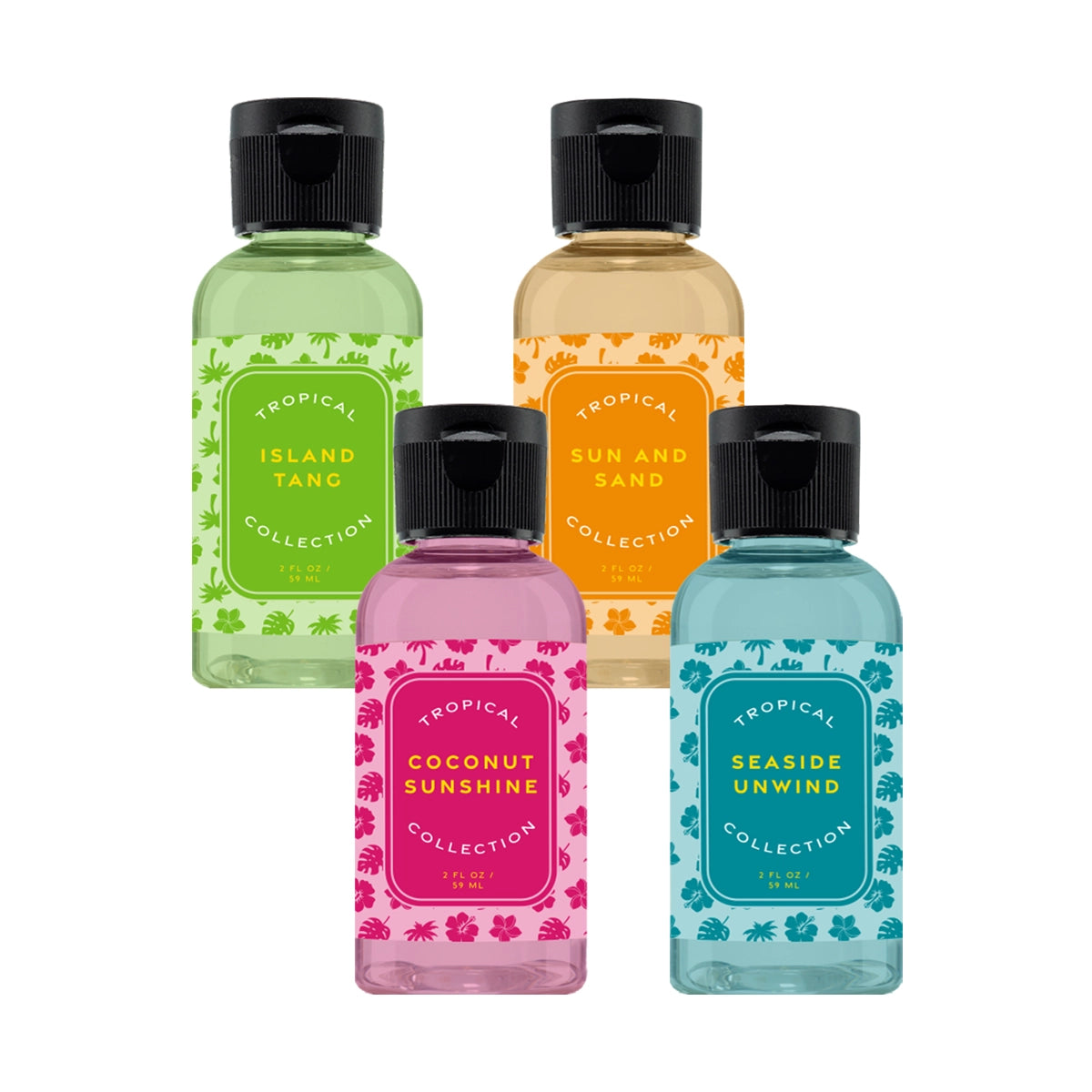 Four bottles of Tropical Collection products on a white background